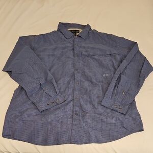 Exofficio Men's Navy Plaid Button Down Shirt XXL